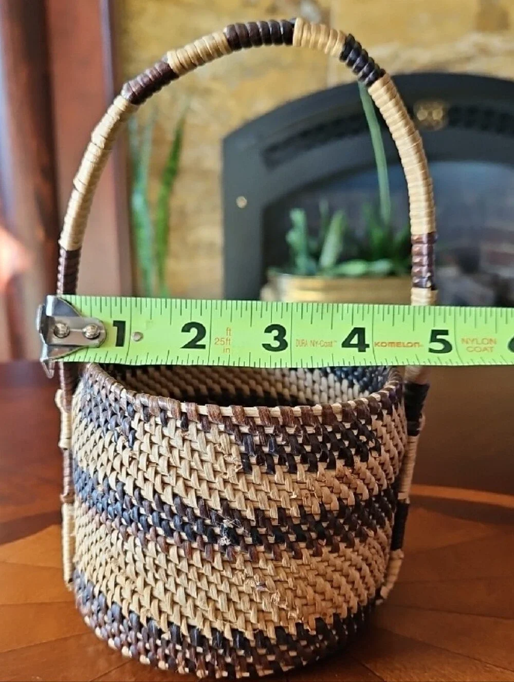 VTG Tohono O'odham Papago Native American Handled Coiled Basket Southwest Desert